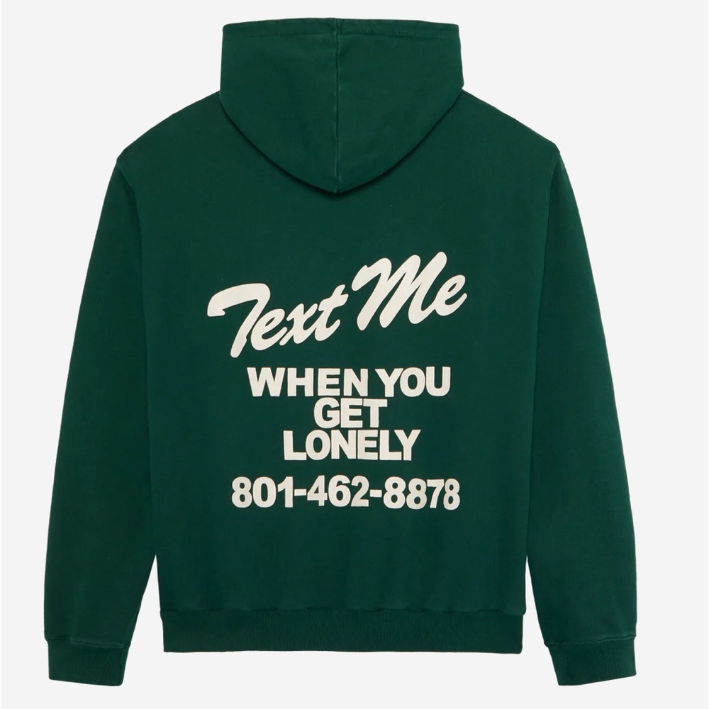 Text Me When You Get Lonely Heavy Weight Green Hoodie